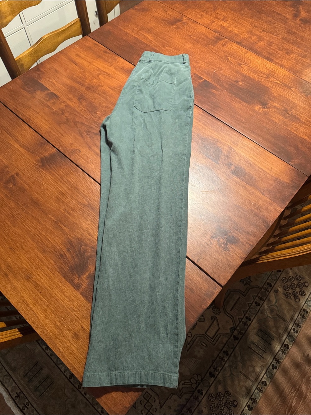 LACAUSA Olive Green Wide-Leg Trousers